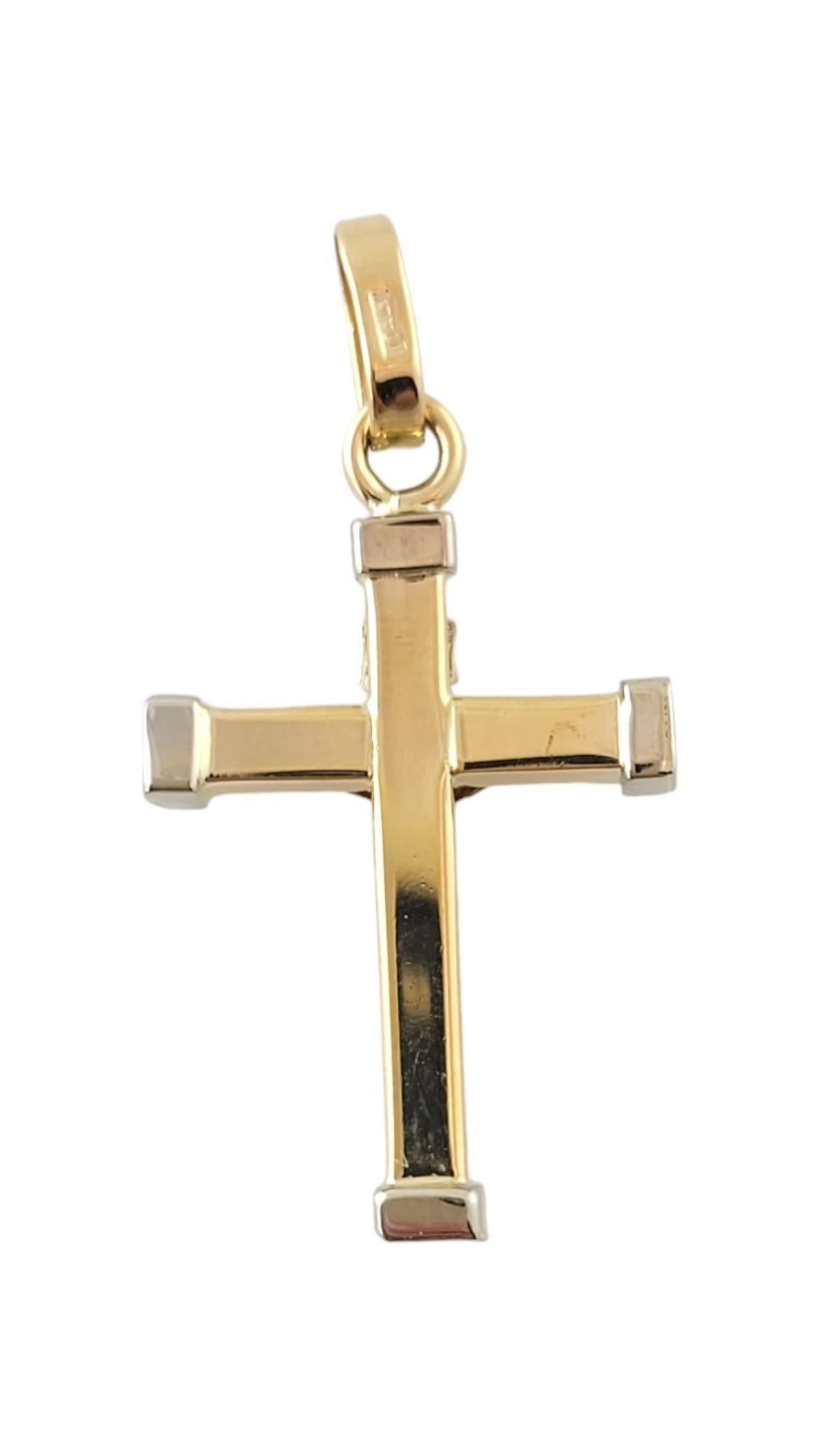 Women's 14K Yellow & White Gold Crucifix Pendant #16904 For Sale