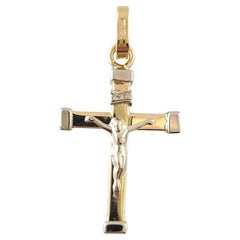 Pendentif crucifix en or jaune et blanc 14 carats n°16904