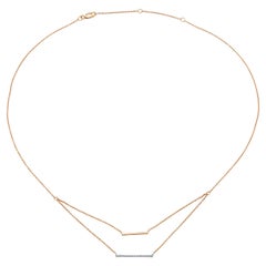 14K Yellow White Gold Delicate Diamond Bar Layered Necklace