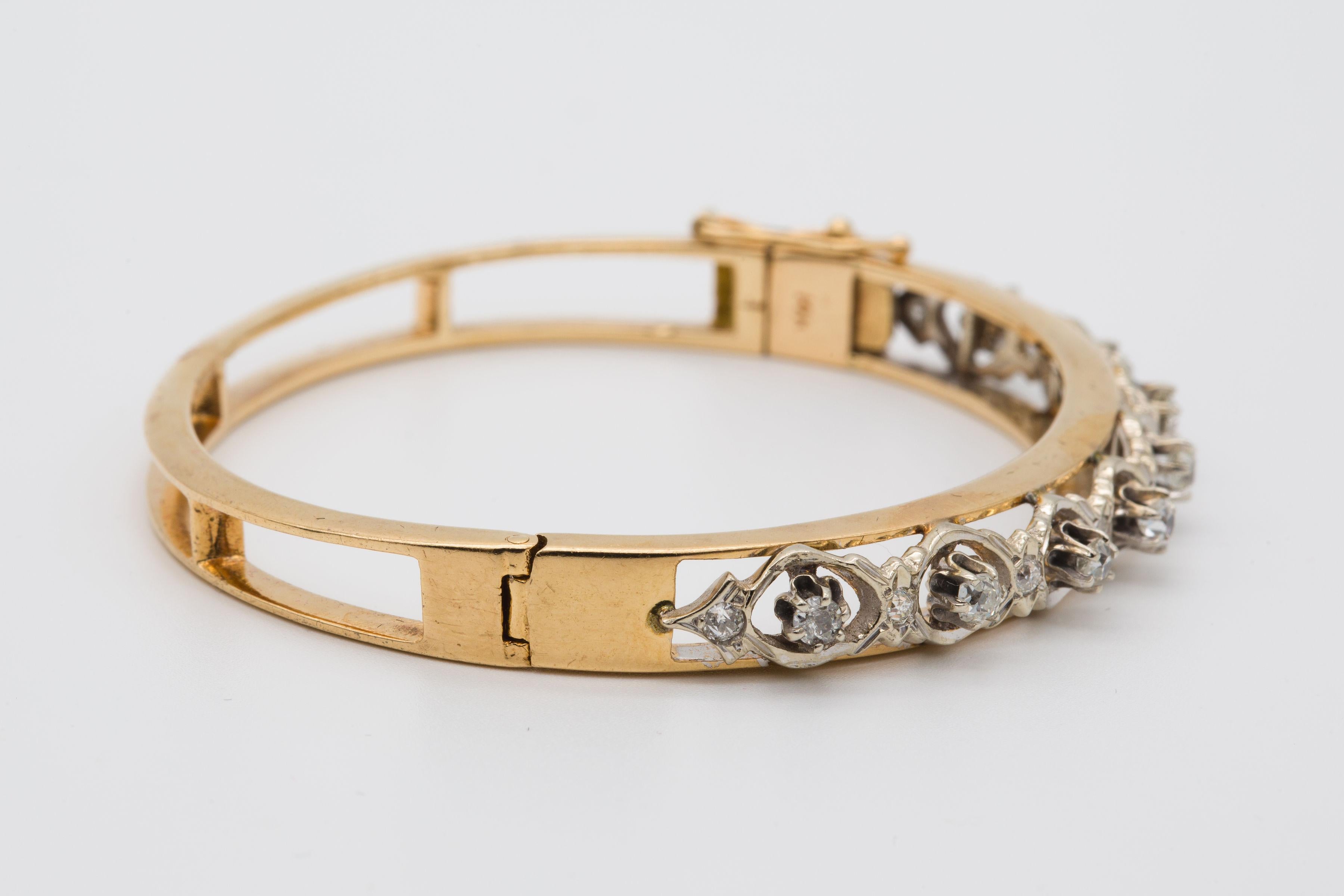 Bracciale con diamanti in oro giallo e bianco 14k In condizioni buone in vendita a Bernardsville, NJ