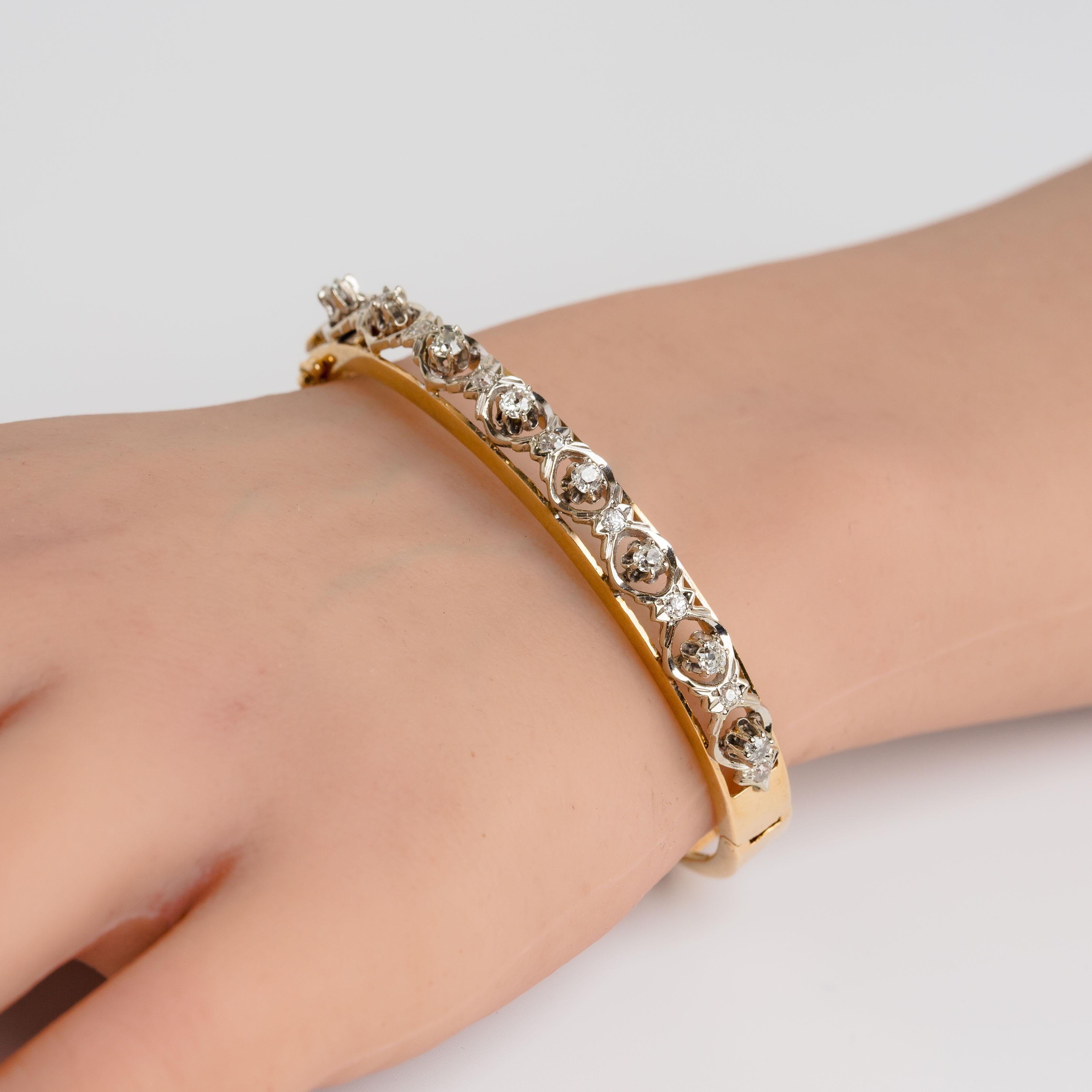 Bracciale con diamanti in oro giallo e bianco 14k in vendita 3