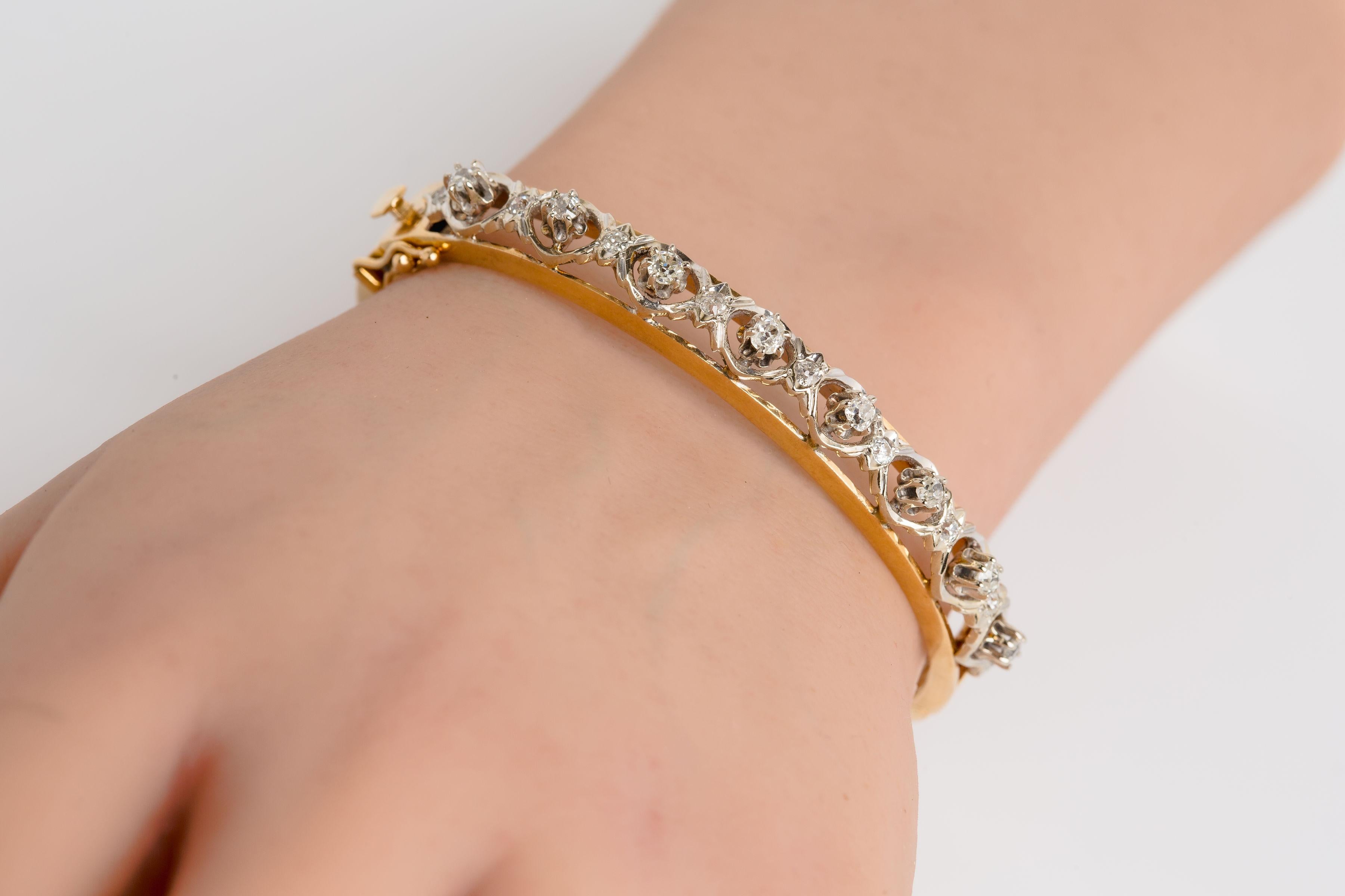 Bracciale con diamanti in oro giallo e bianco 14k in vendita 4