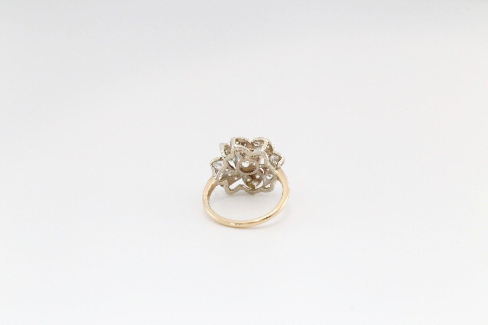 14k Yellow & White Gold Diamond Cocktail Ring, Size 5.75 - 3.6g In Good Condition For Sale In Providence, RI