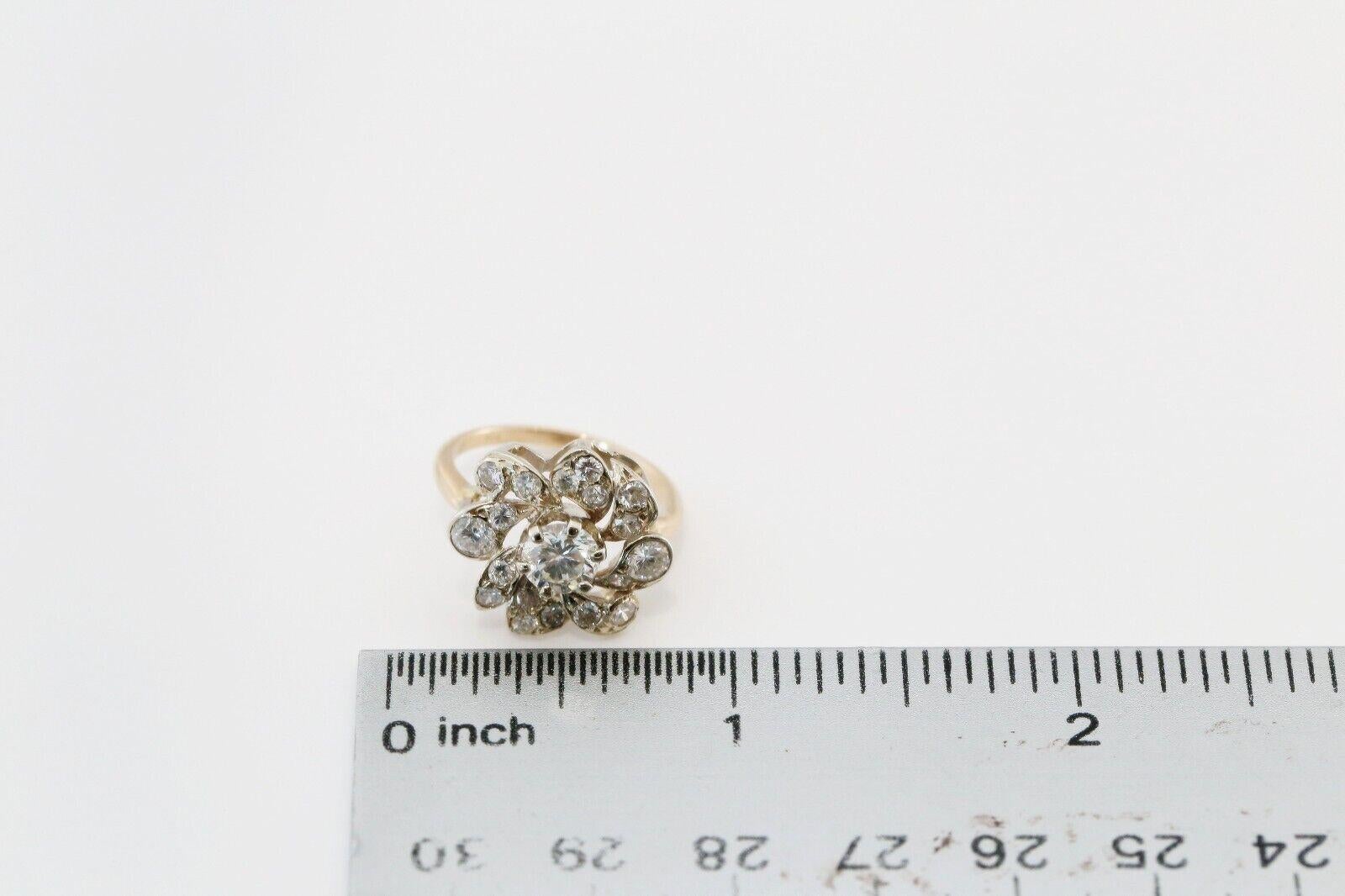 14k Yellow & White Gold Diamond Cocktail Ring, Size 5.75 - 3.6g For Sale 1
