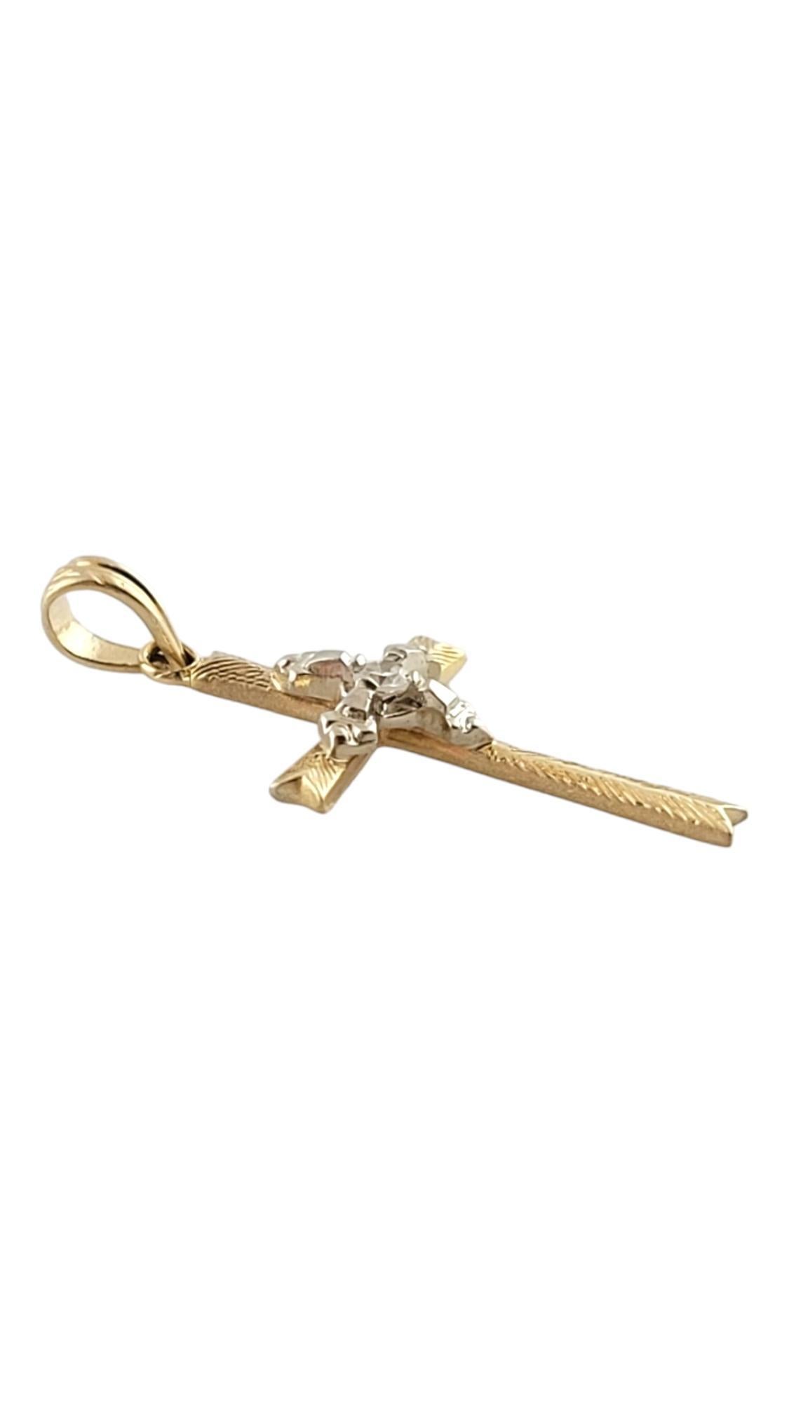 Single Cut 14K Yellow & White Gold Diamond Cross Pendant #18089 For Sale