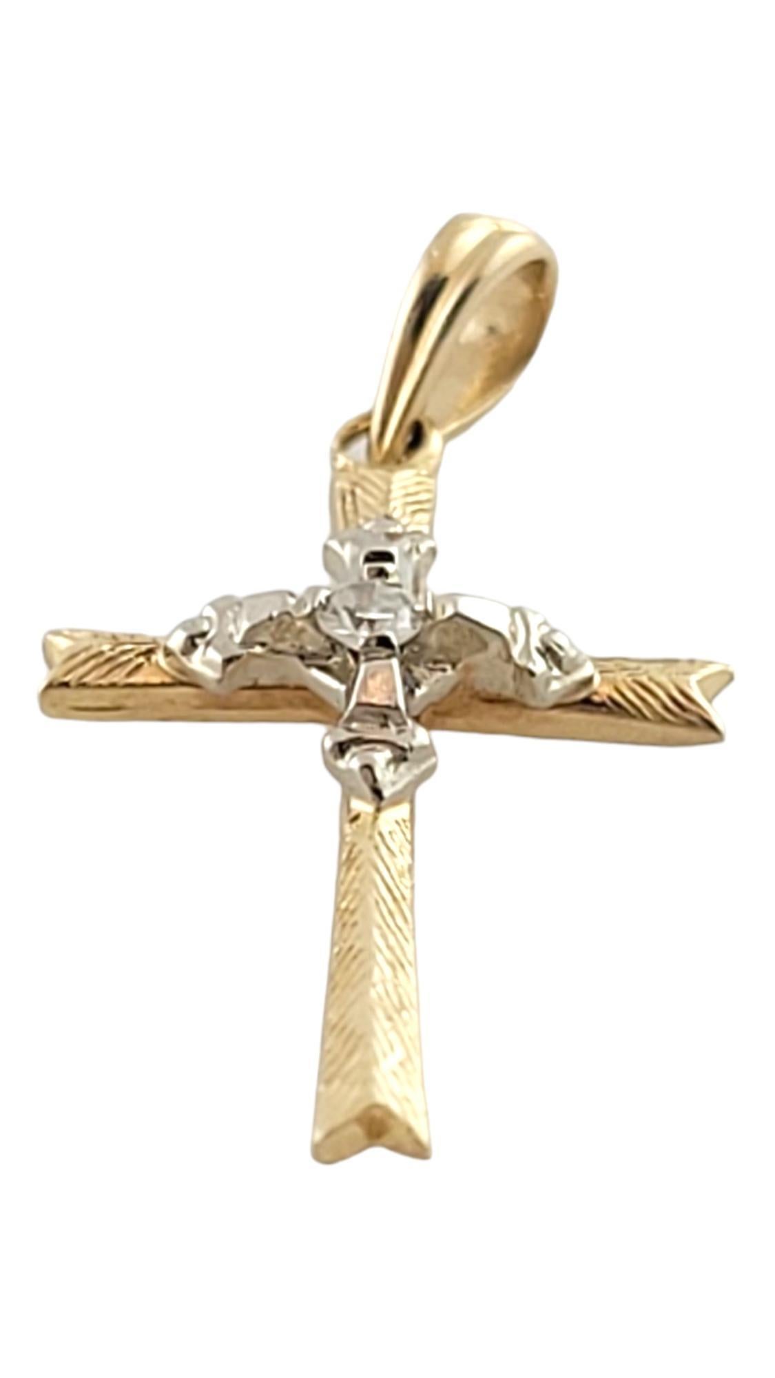 14K Yellow & White Gold Diamond Cross Pendant #18089 In Good Condition For Sale In Washington Depot, CT