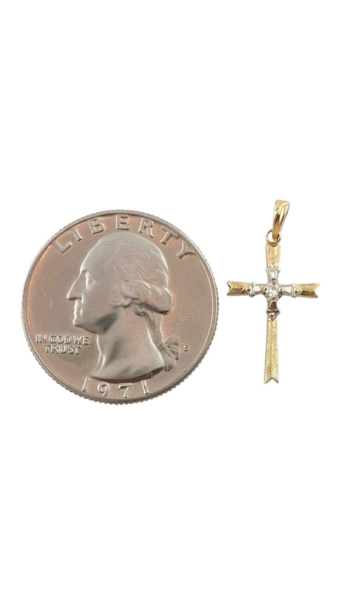 14K Yellow & White Gold Diamond Cross Pendant #18089 For Sale 2