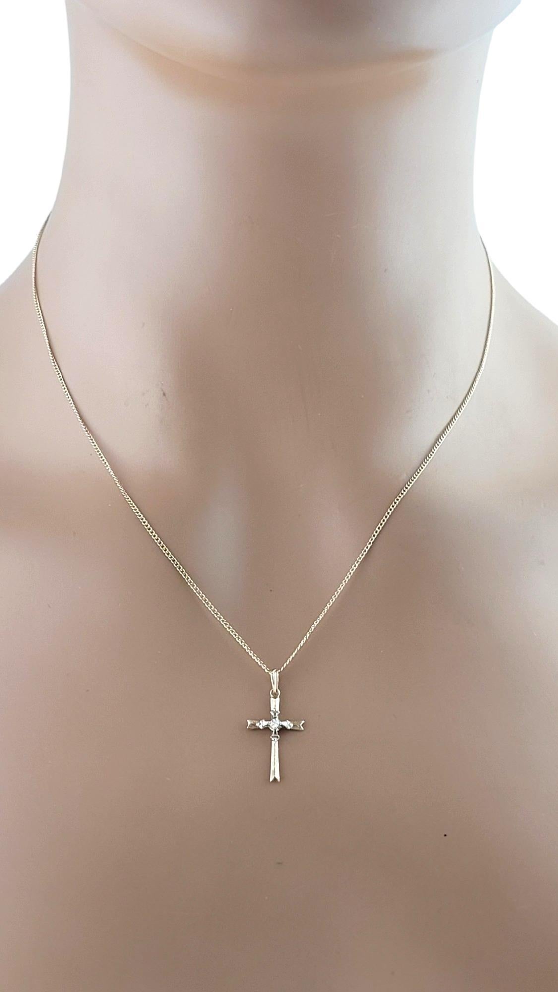 14K Yellow & White Gold Diamond Cross Pendant #18089 For Sale 3