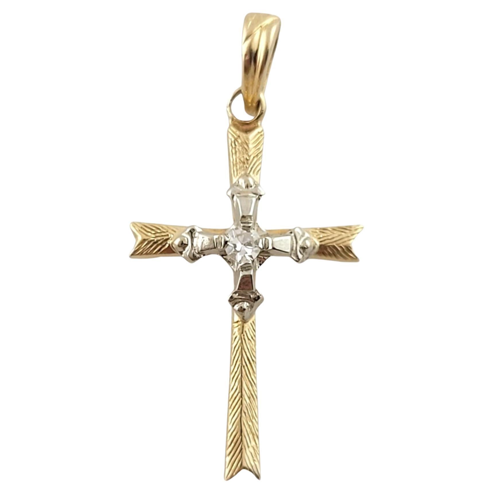 14K Yellow & White Gold Diamond Cross Pendant #18089 For Sale