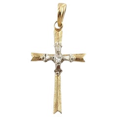 14K Yellow & White Gold Diamond Cross Pendant #18089