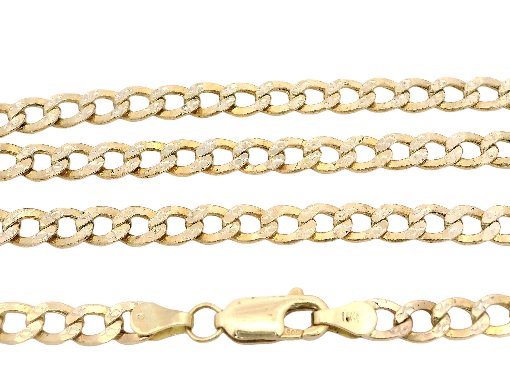 Collier à maillons cubains de 22 pouces en or jaune et blanc 14k avec diamants au centre de la chaîne en vente 1