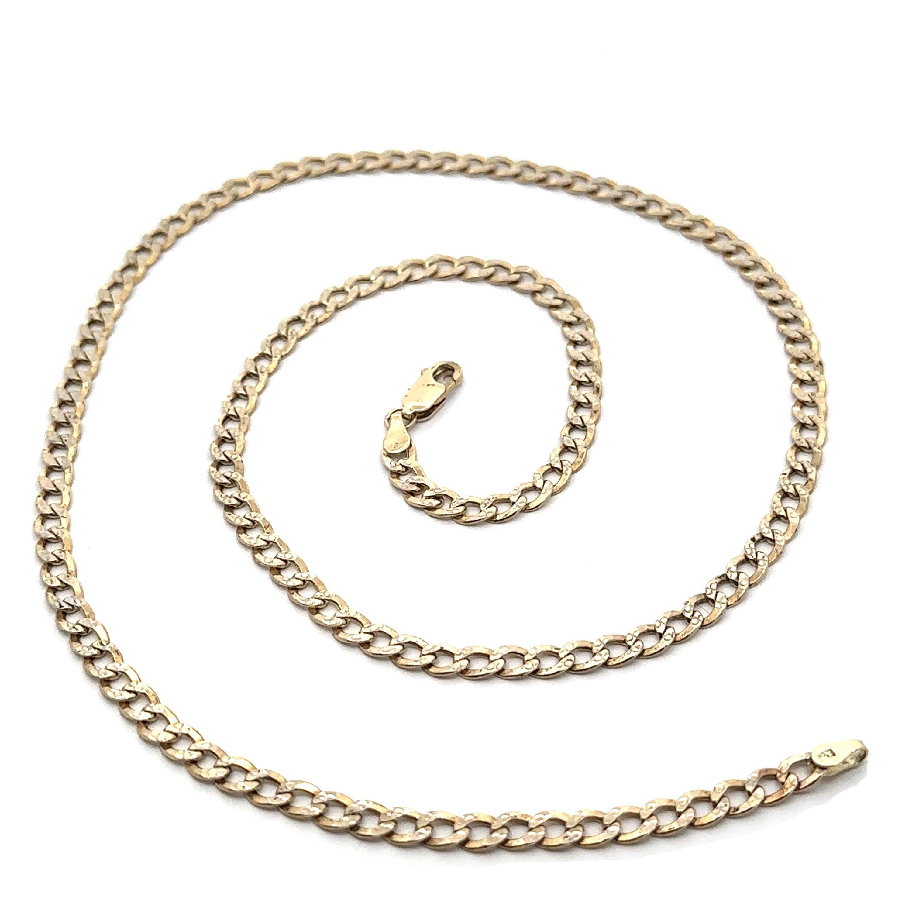 Collier à maillons cubains de 22 pouces en or jaune et blanc 14k avec diamants au centre de la chaîne en vente 2