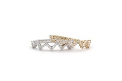 14k Yellow & White Gold Diamond Zig Zag Stacking Fashion Rings