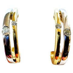 14k Gelb- und Weißgold .25 Karat Doppel-Diamant-Post-Ohrringe