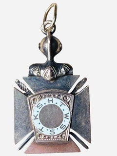 14K Yellow/White Gold Enamel Masonic Pendant