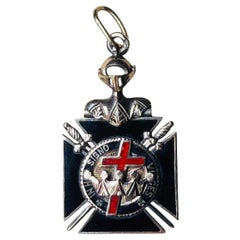 14K Yellow/White Gold Enamel Masonic Pendant