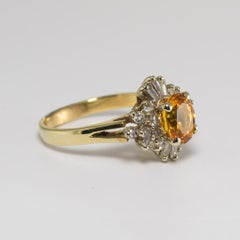 14K Yellow & White Gold Golden Yellow Sapphire and Diamond Ring