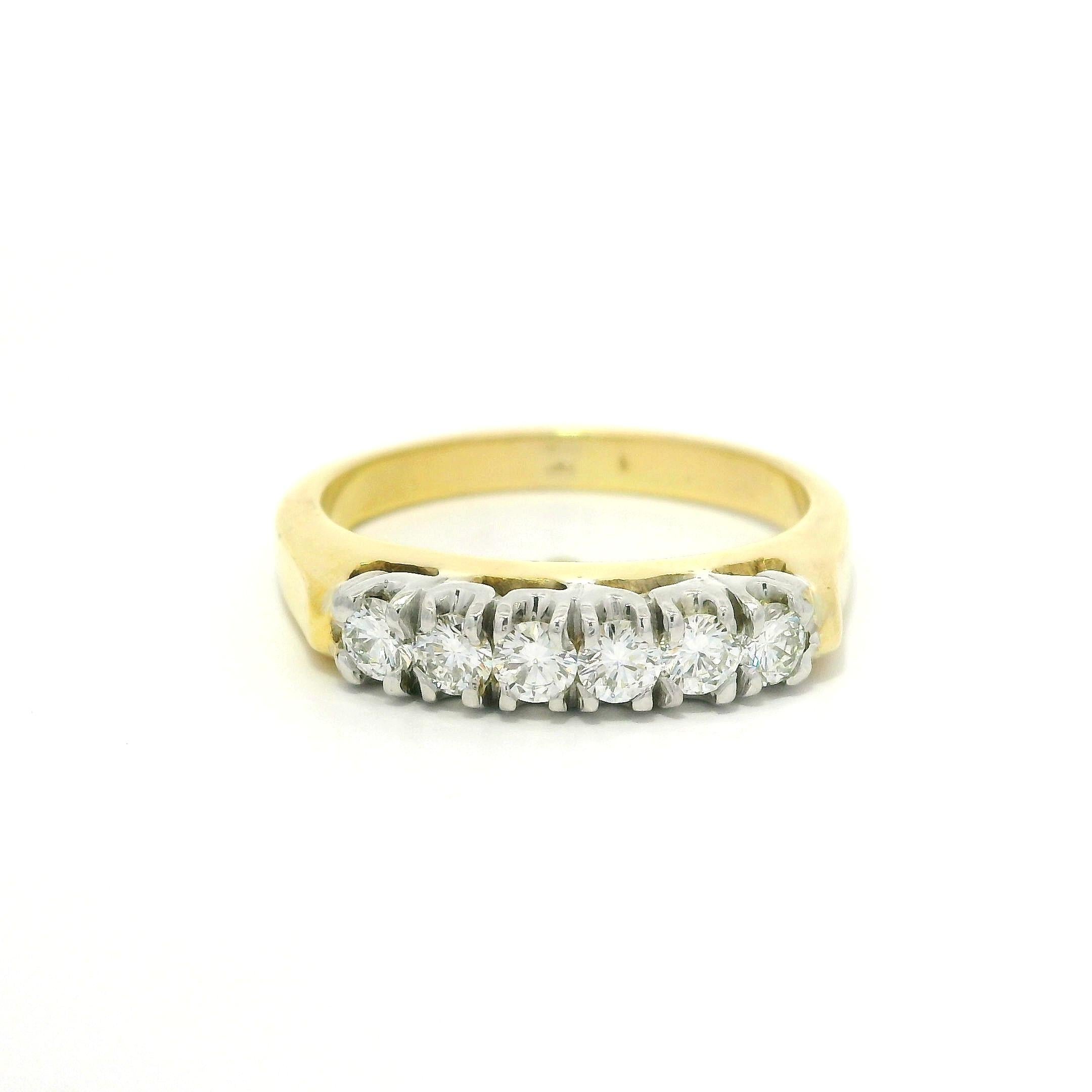 Anello impilabile in oro giallo e bianco 14k di alta qualità con diamanti a pavé da 0,50 ct. in vendita 5