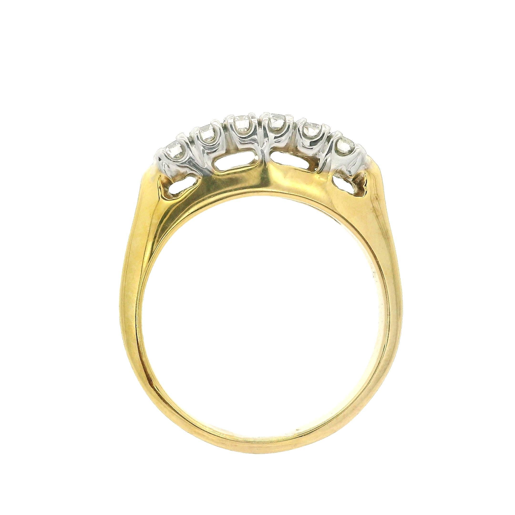Anello impilabile in oro giallo e bianco 14k di alta qualità con diamanti a pavé da 0,50 ct. in vendita 6