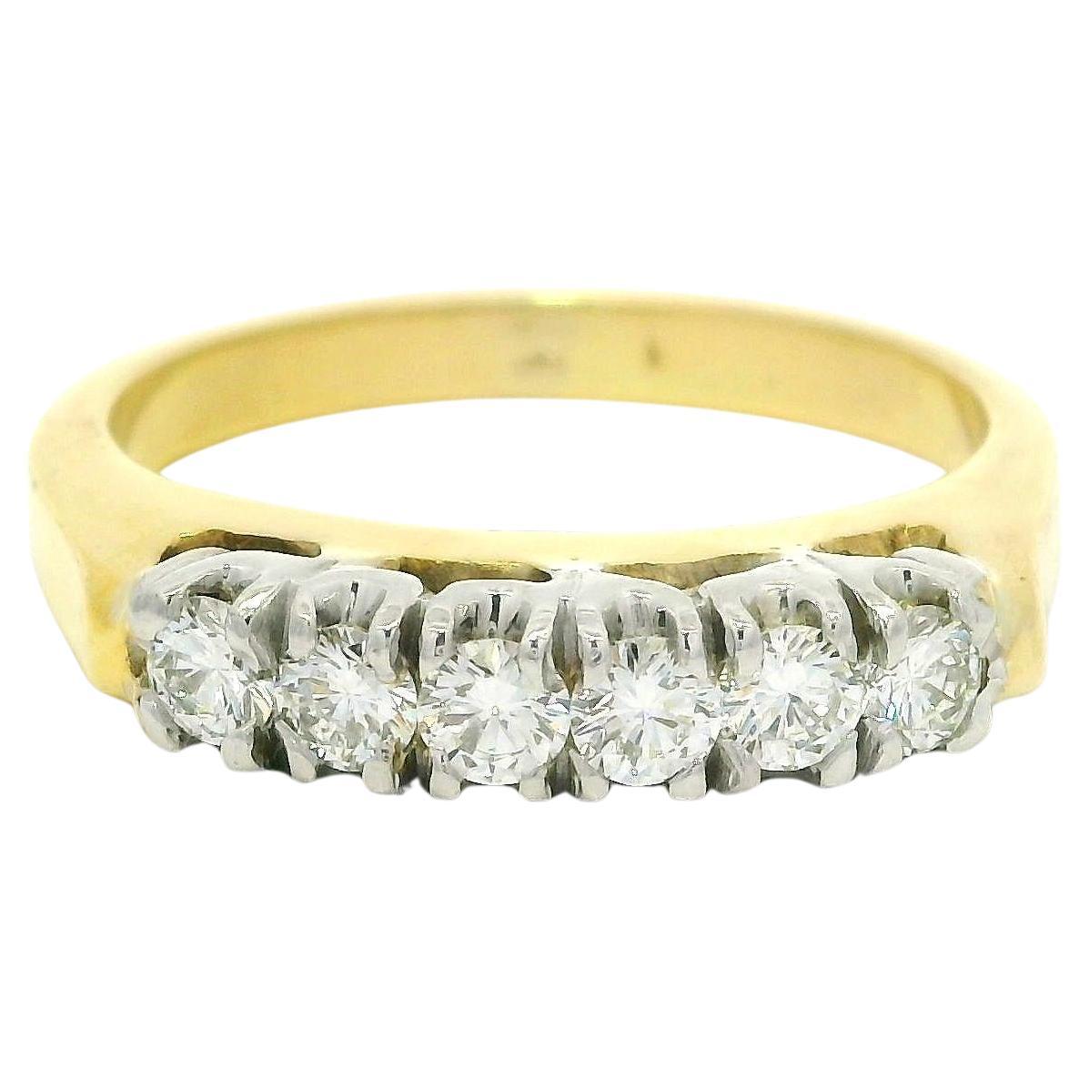 Anillo apilable de oro amarillo y blanco de 14k de alta calidad con diamantes pavé de 0,50 ctw