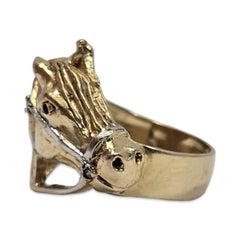 14K Yellow & White Gold Horse Head Equestrian Ring