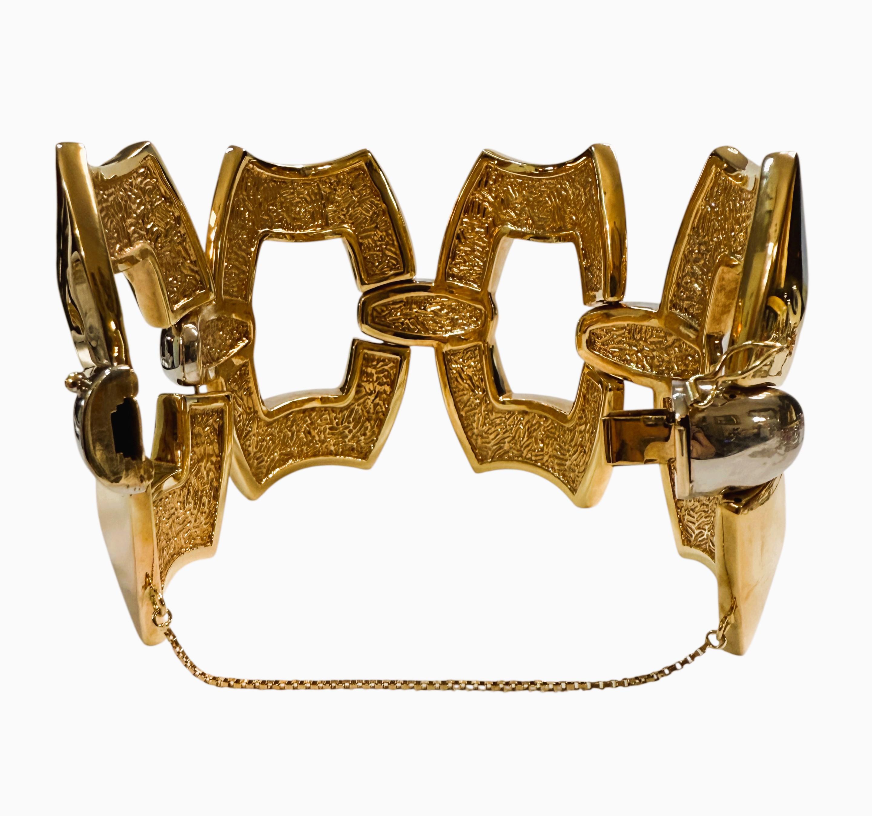 Pulsera italiana entrelazada de oro amarillo y blanco de 14 quilates 36,28 gramos - 7,25 pulgadas en venta 1