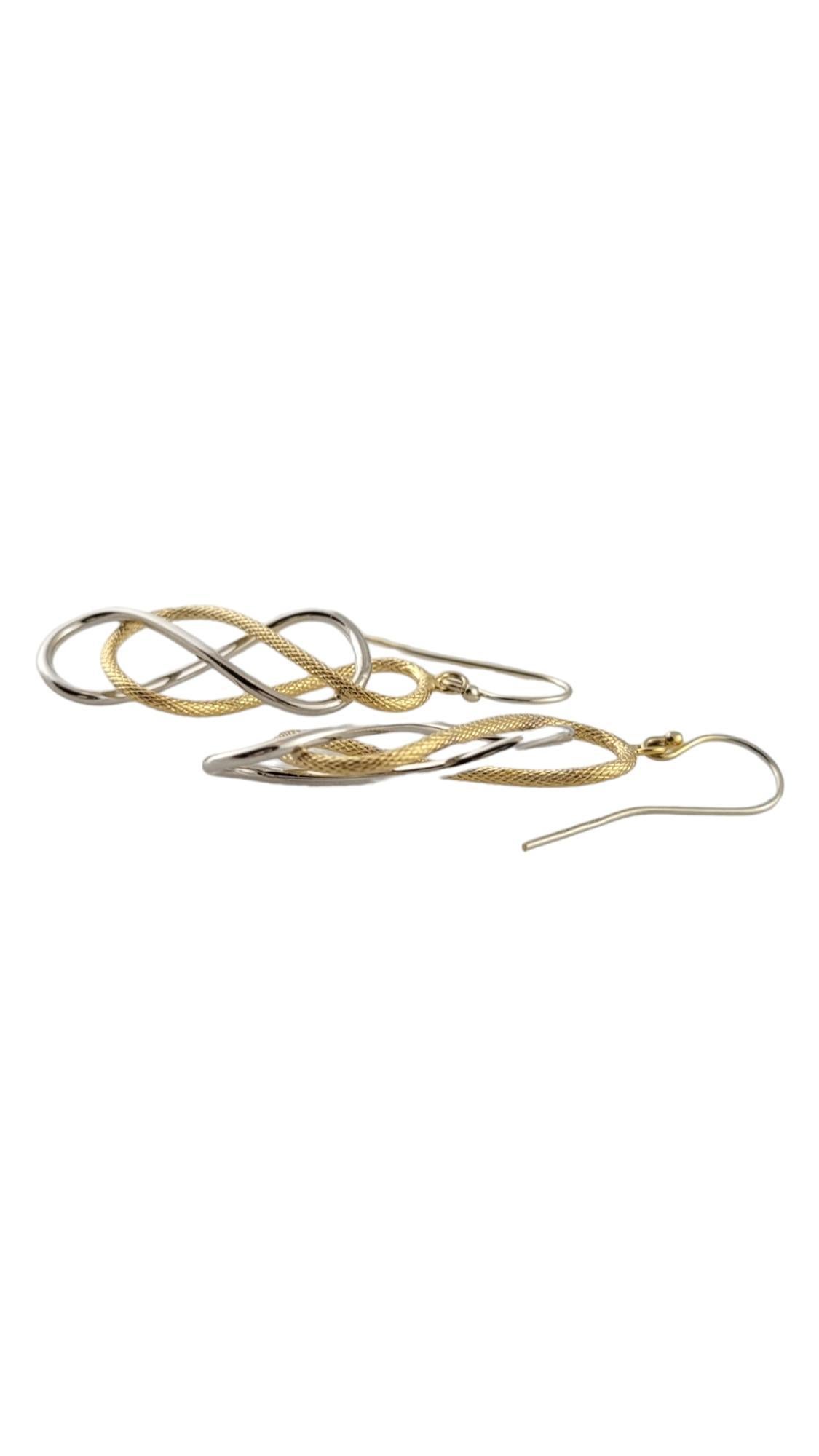 14K Yellow & White Gold Knot Braided Drop Earrings #18169 In Good Condition For Sale In Washington Depot, CT
