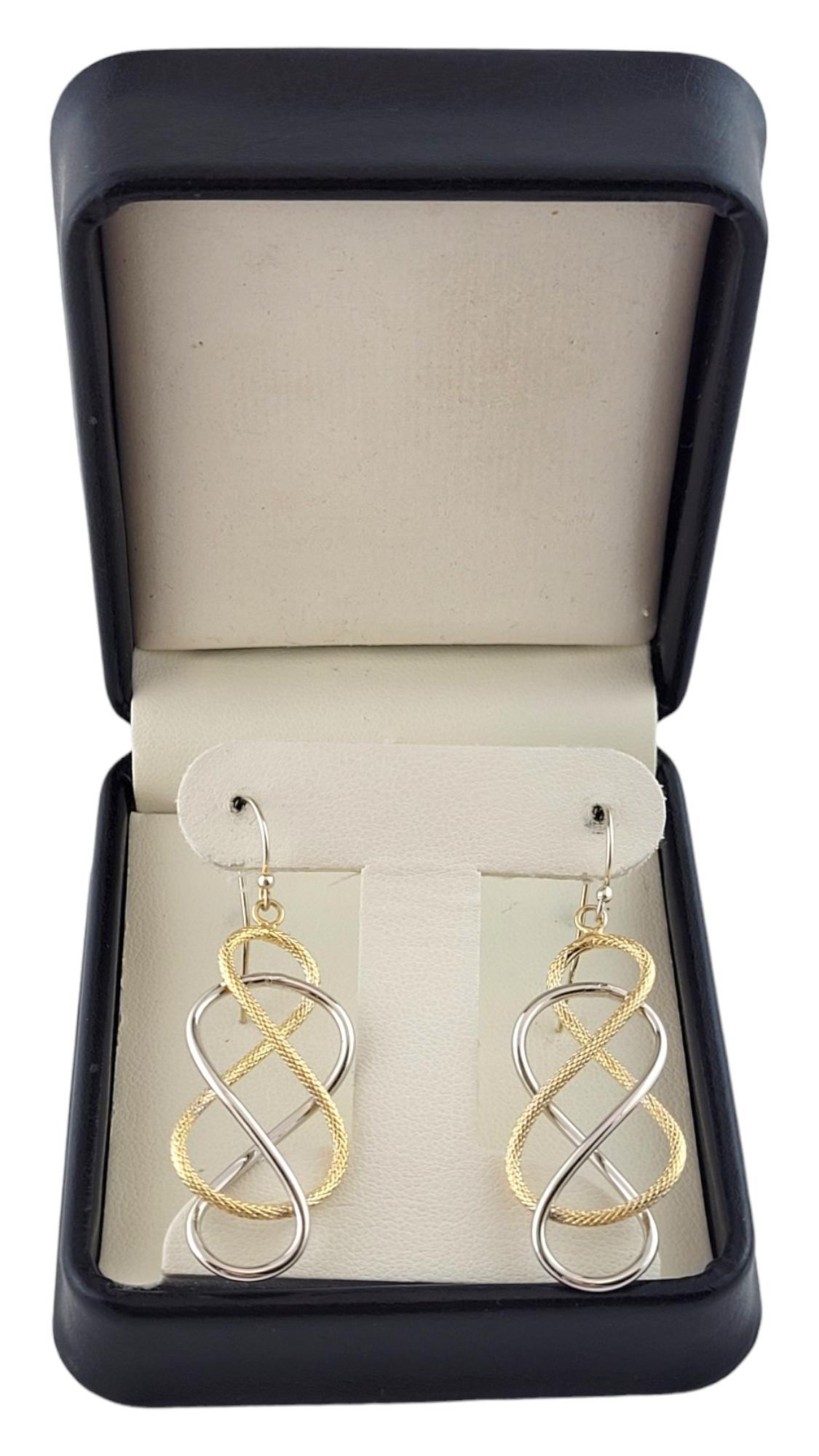 14K Yellow & White Gold Knot Braided Drop Earrings #18169 For Sale 3