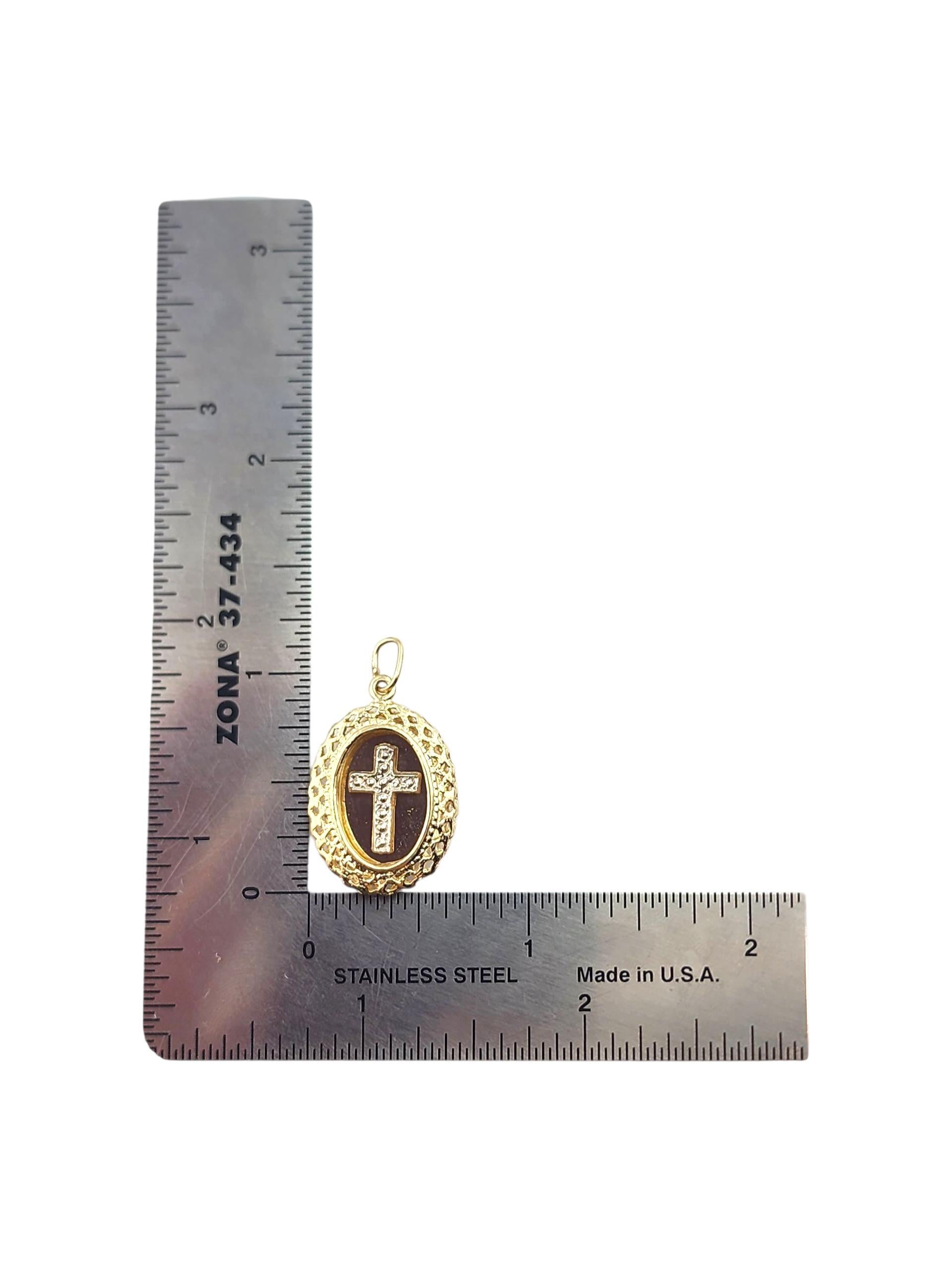 14K Yellow & White Gold Oval Framed Cross Pendant #22002 For Sale 6