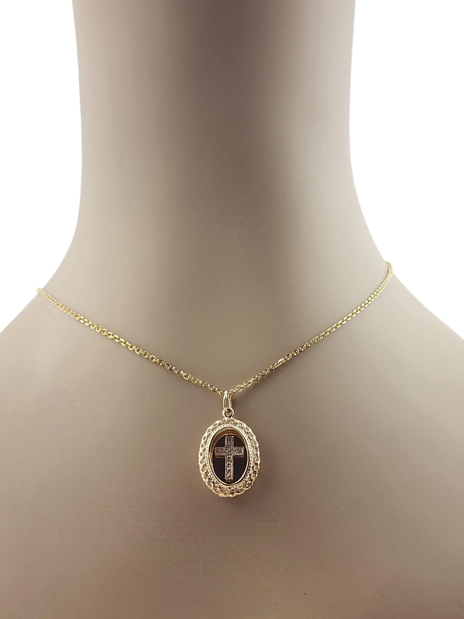14K Yellow & White Gold Oval Framed Cross Pendant #22002 For Sale 7