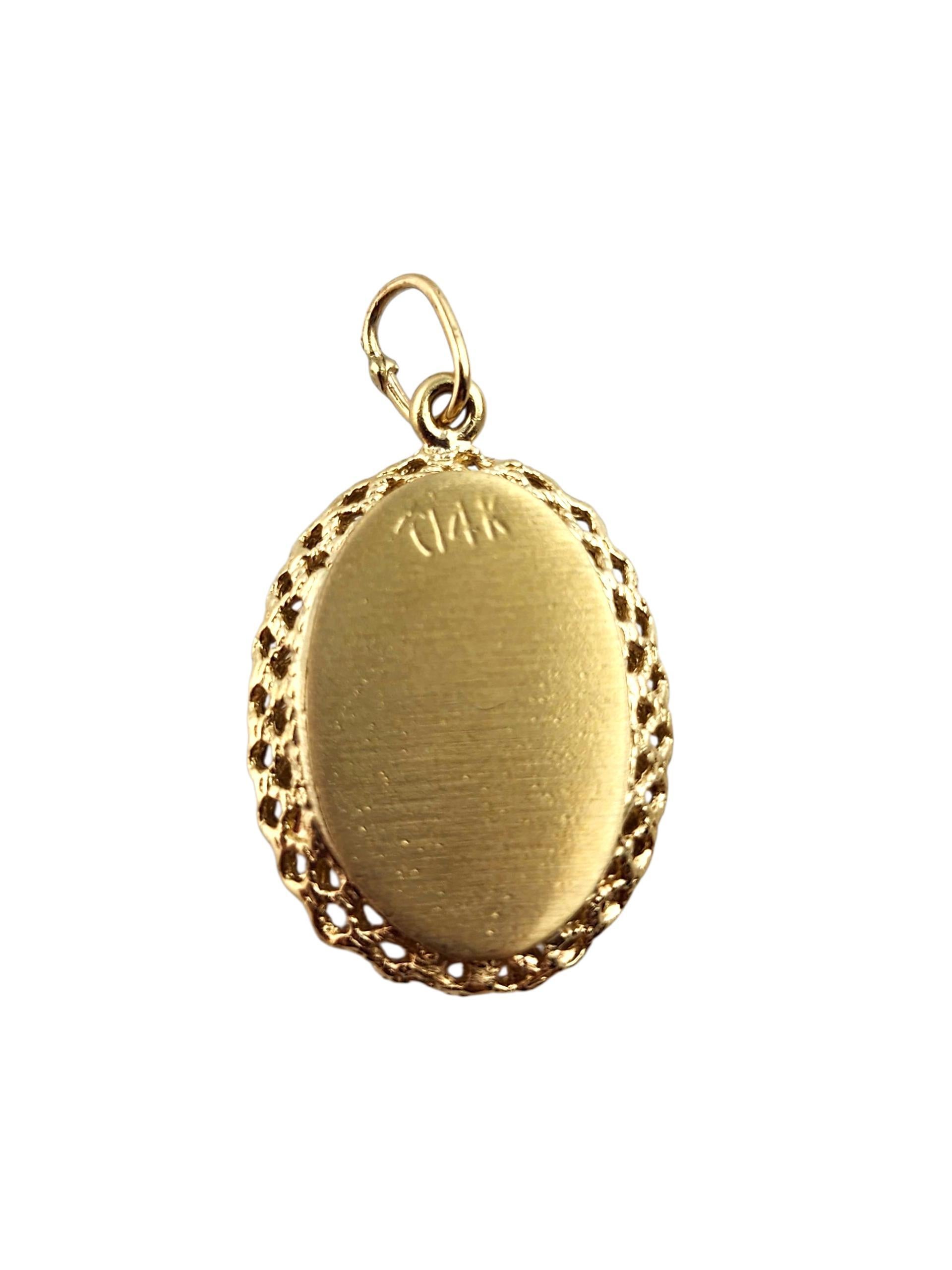 14K Yellow & White Gold Oval Framed Cross Pendant #22002 For Sale 1