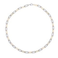 14K Yellow & White Gold Paper Clip Chain Diamond Necklace, 7.80 Carat
