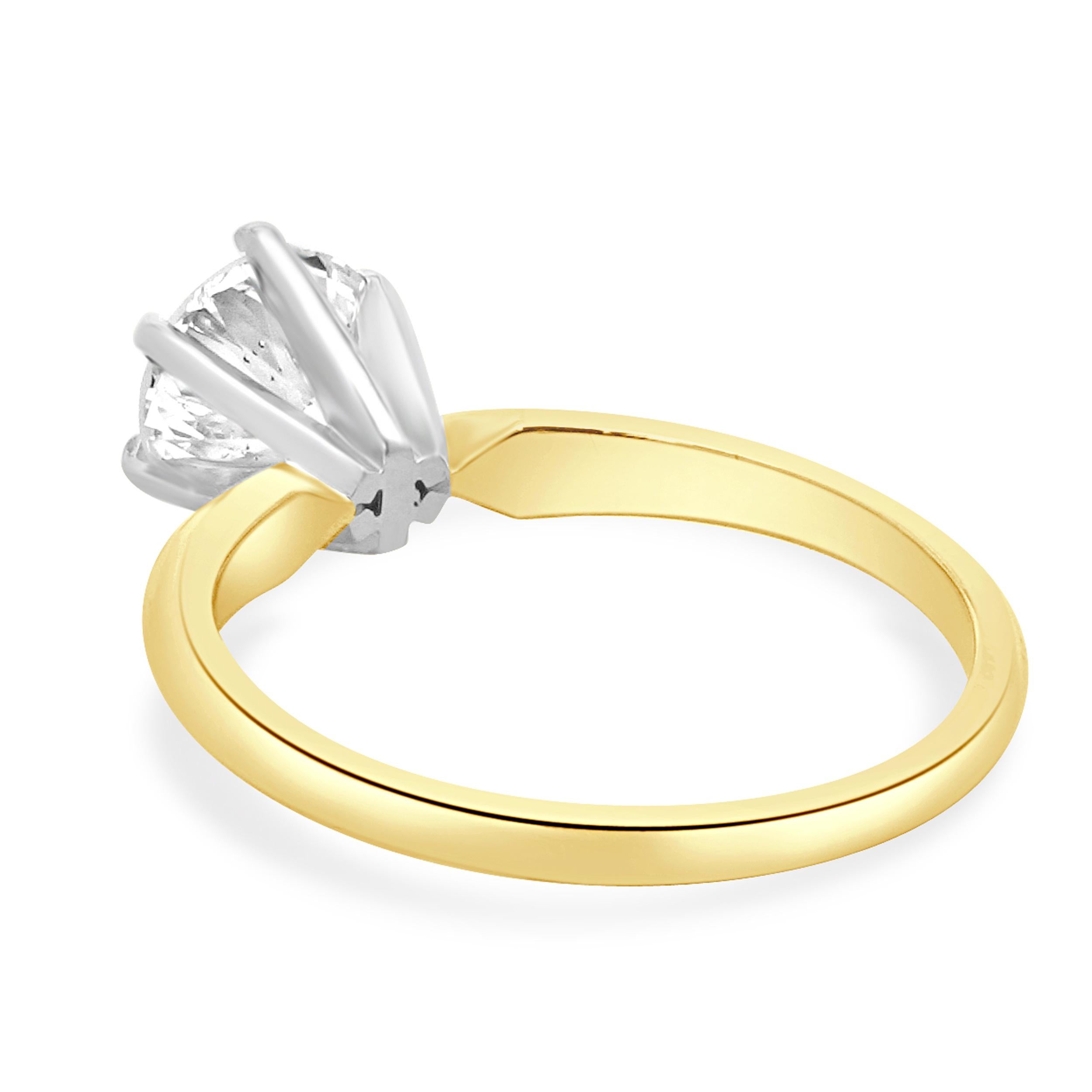Bague de fiançailles en or jaune et blanc 14 carats avec diamants taille ronde Bon état - En vente à Scottsdale, AZ