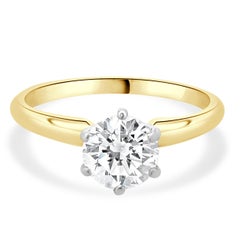 14K Gelb & Weißgold Rundschliff Diamant Verlobungsring