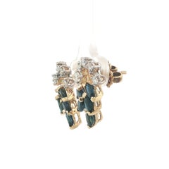 14k Gelb & Weißgold Saphir mit Diamant Cluster Tropfen Traube Ohrringe