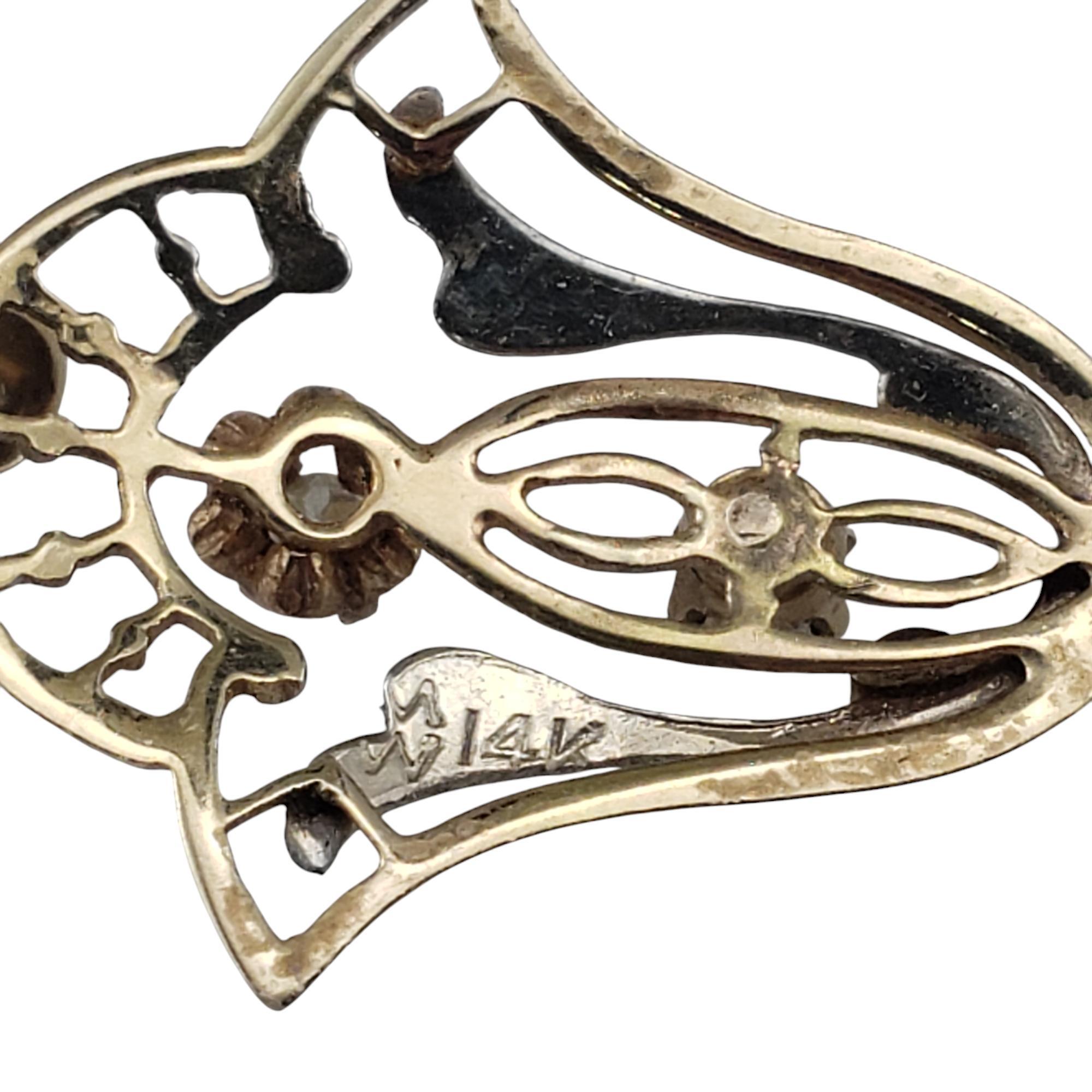 Donna Ciondolo in oro giallo e bianco 14K con perle e diamanti #19432 in vendita