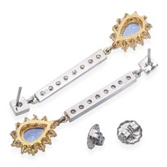 14k Yellow & White Gold Tanzanite Diamond Dangle Earrings