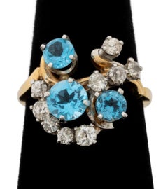 14K Yellow & White Gold Topaz Diamond Ring