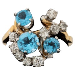 14K Yellow & White Gold Topaz Diamond Ring