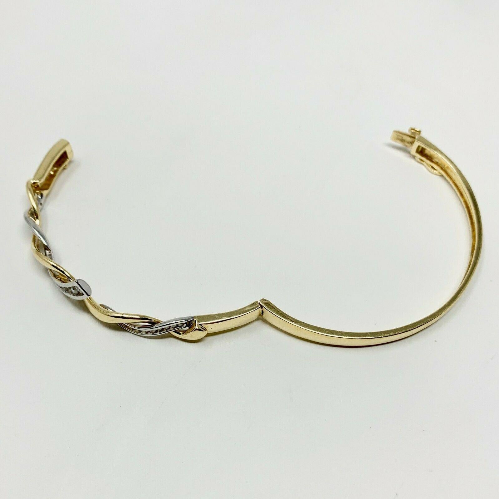 14 Karat Yellow White Gold Two-Tone .49 Carat Diamond Bangle Bracelet In Good Condition In Guilford, CT
