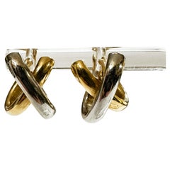 Boucles d'oreilles croisées en or jaune et blanc 14k