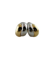14K Yellow White Gold Two Tone Crossover Earrings #17013
