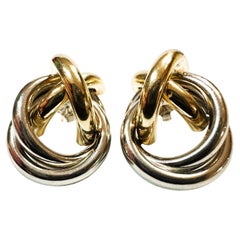 14k Yellow & White Gold Two-Tone Crossover Post Earrings - Israel