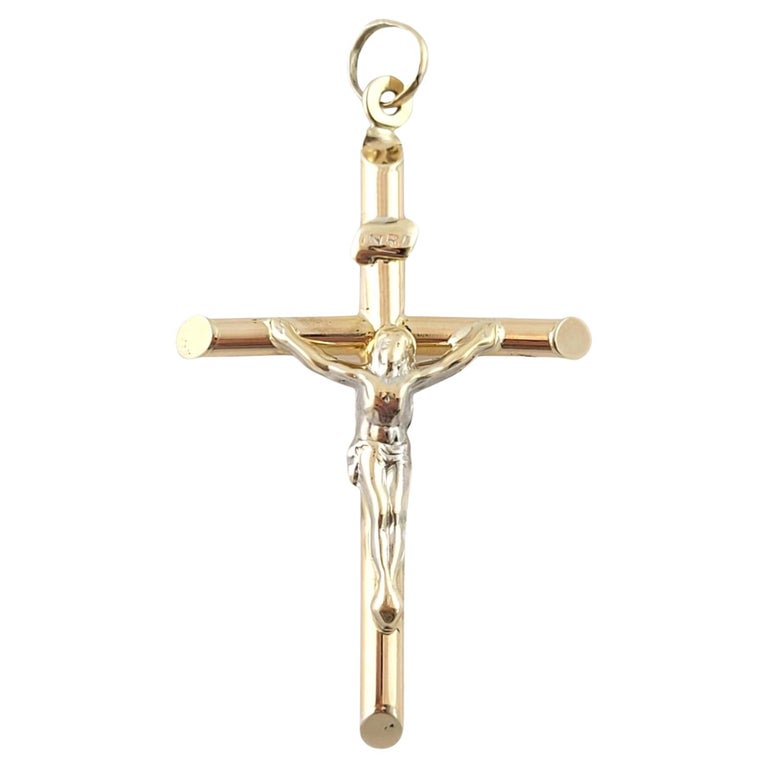 Antiqued Gold Trinity Crucifix Pendant and Necklace Antique -  Portugal