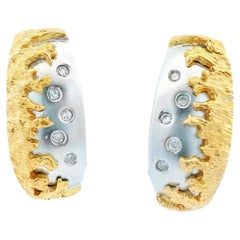 14k Yellow & White Gold Two Tone Diamond Earrings