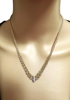 14k Yellow & White Gold Two-Tone Graduated Reversible Woven Necklace  18 inches