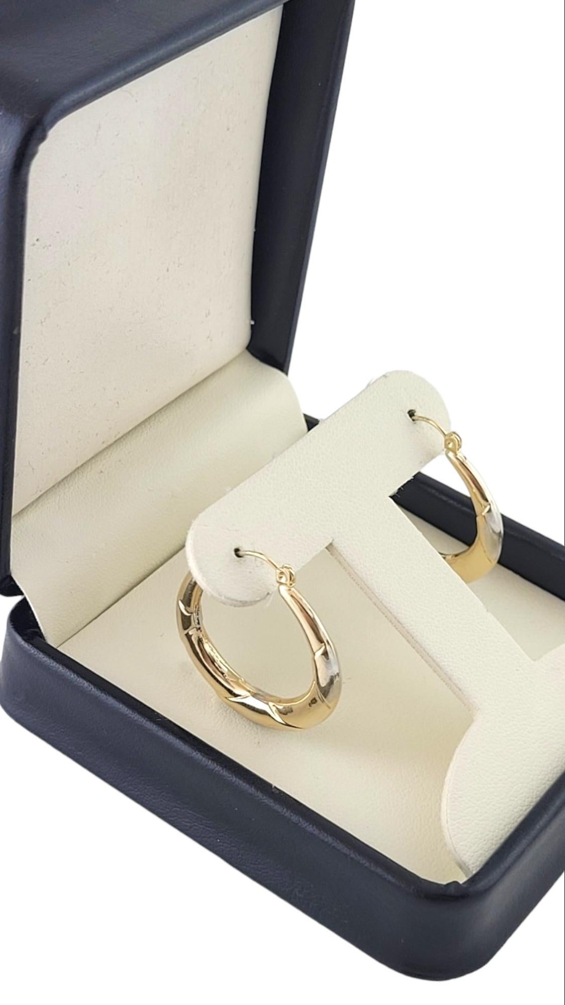 14K Yellow & White Gold Two Tone Hoop Earrings #15225 For Sale 2