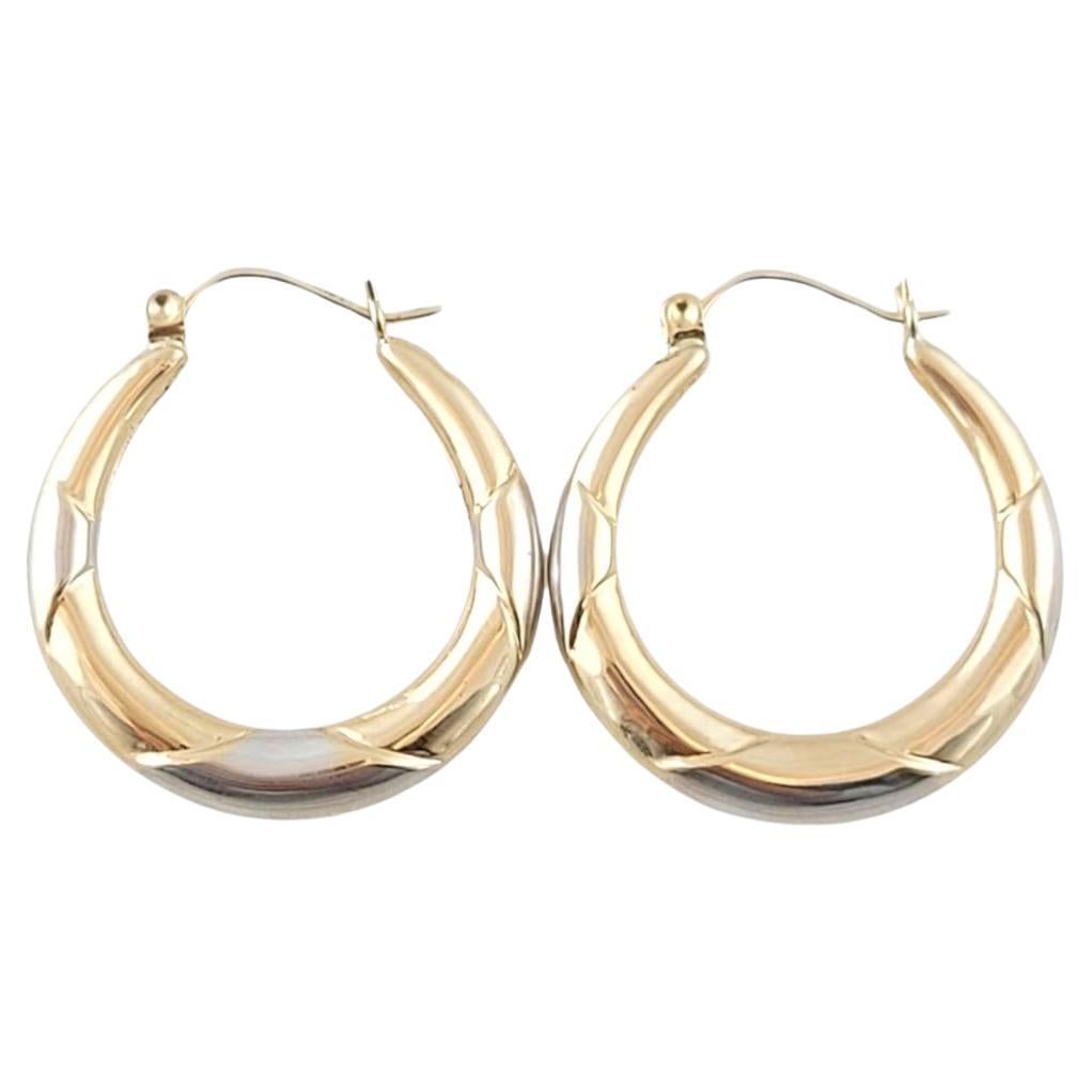 14K Yellow & White Gold Two Tone Hoop Earrings #15225 For Sale