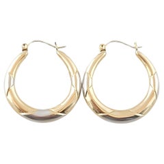 14K Yellow & White Gold Two Tone Hoop Earrings #15225