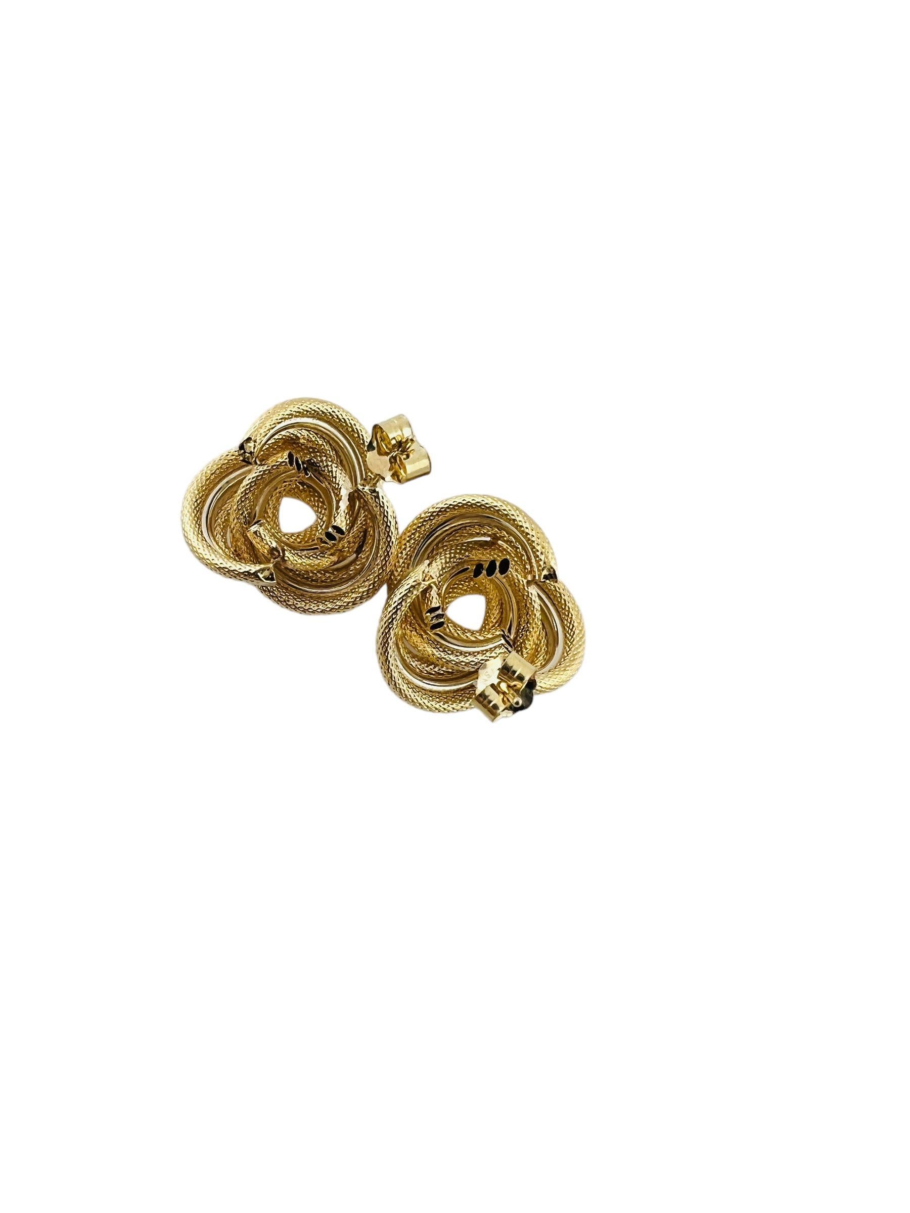 Women's 14K Yellow & White Gold Two Tone Knot Earrings #15935 For Sale